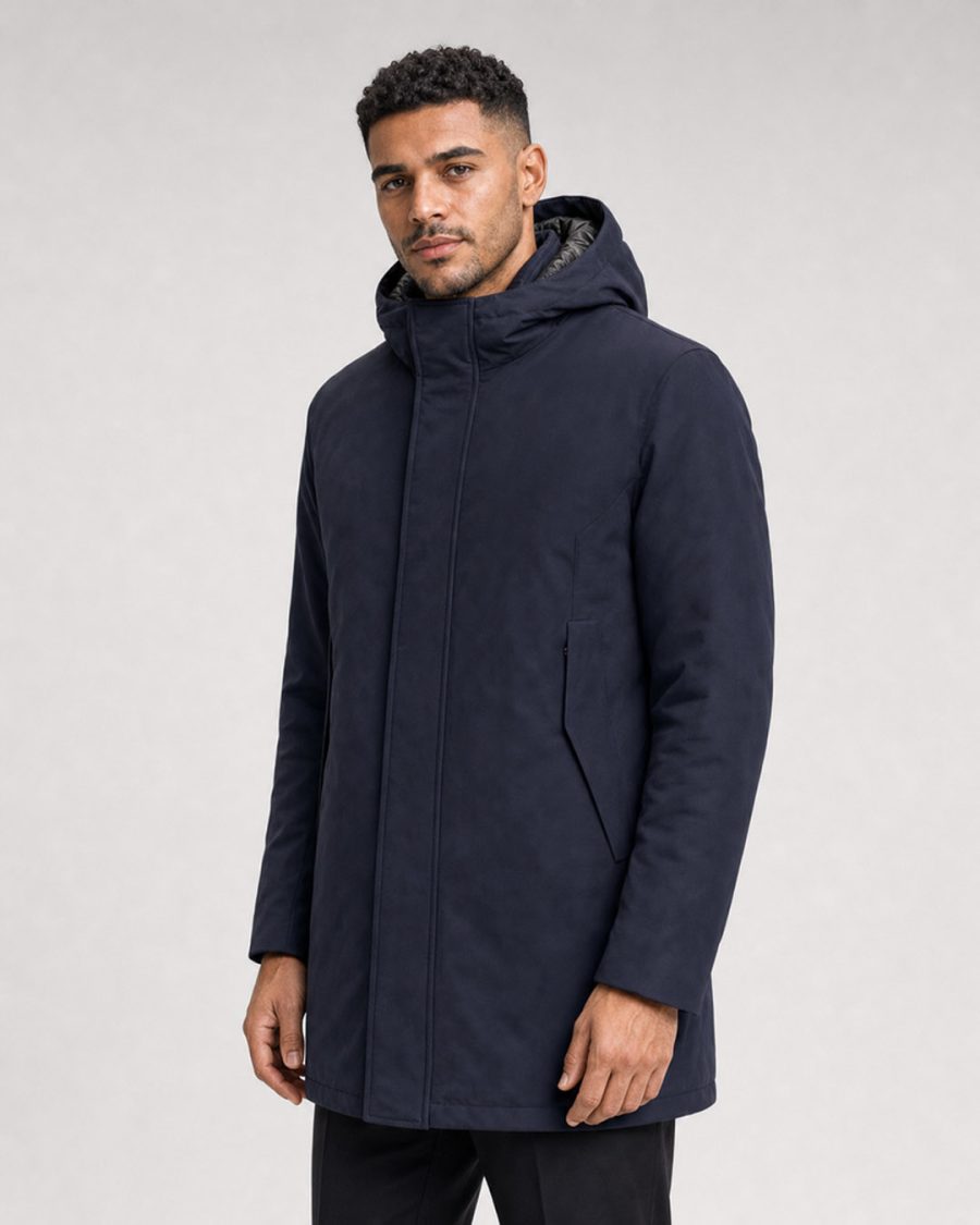 Giubbotto uomo Helmur Agordo colore Blu – indossato, tre quarti