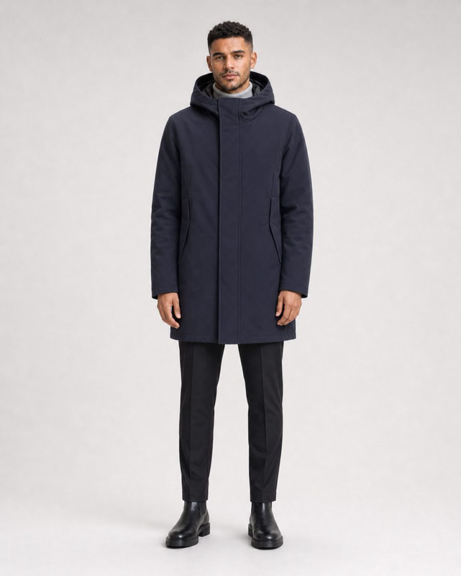Giubbotto uomo Helmur Agordo colore Blu – indossato, fronte