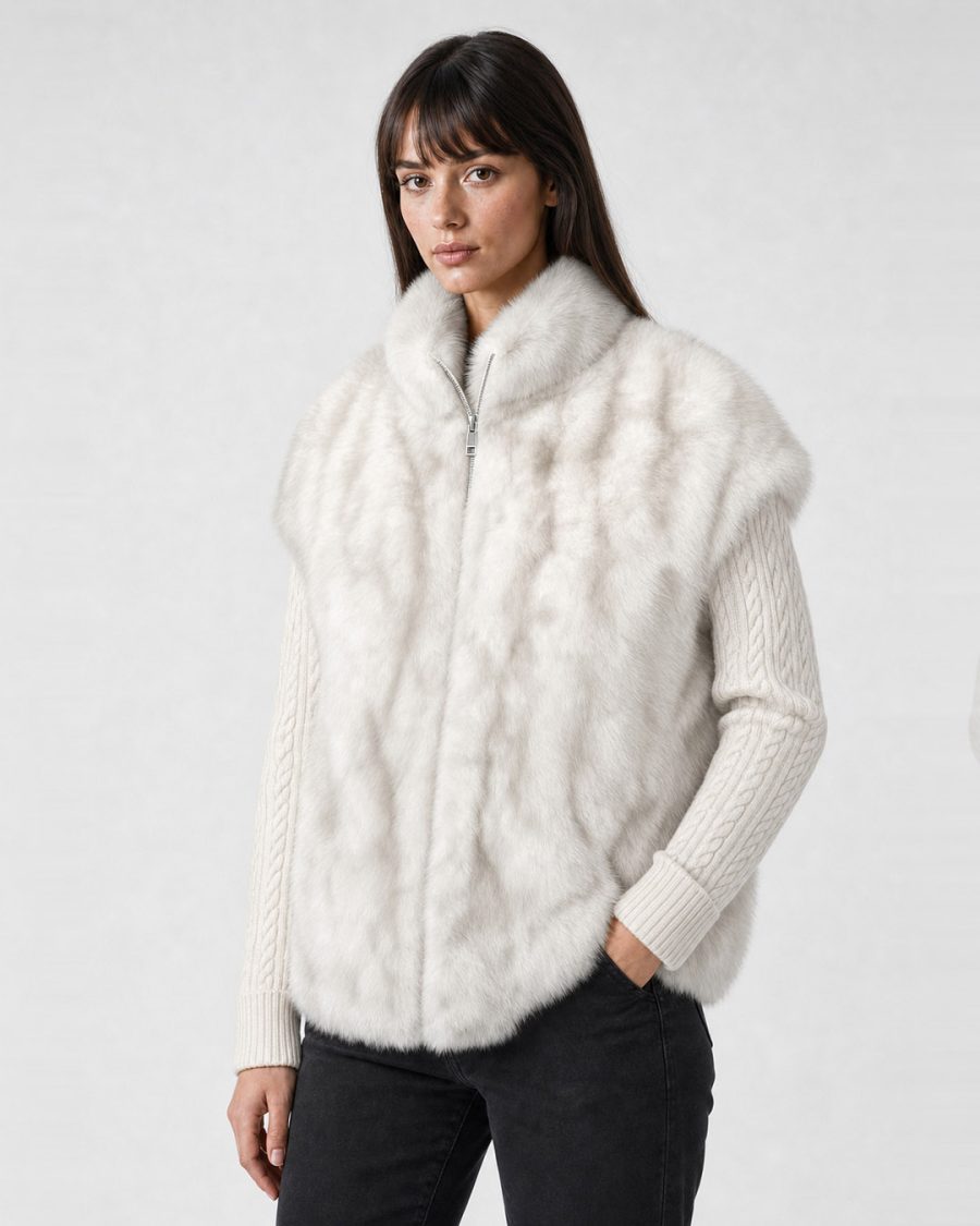 Pelliccia donna Helmur Alaska colore Artic – indossato, tre quarti