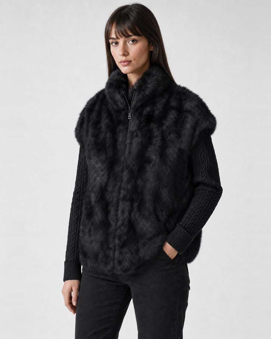 Pelliccia donna Helmur Alaska colore Nero – indossato, tre quarti