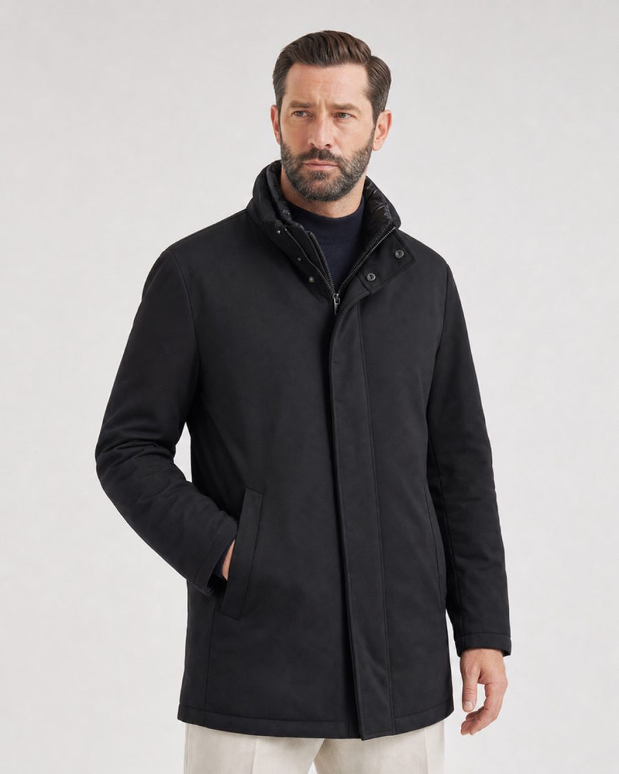 Giubbotto uomo Helmur Amburgo colore Nero – indossato, tre quarti