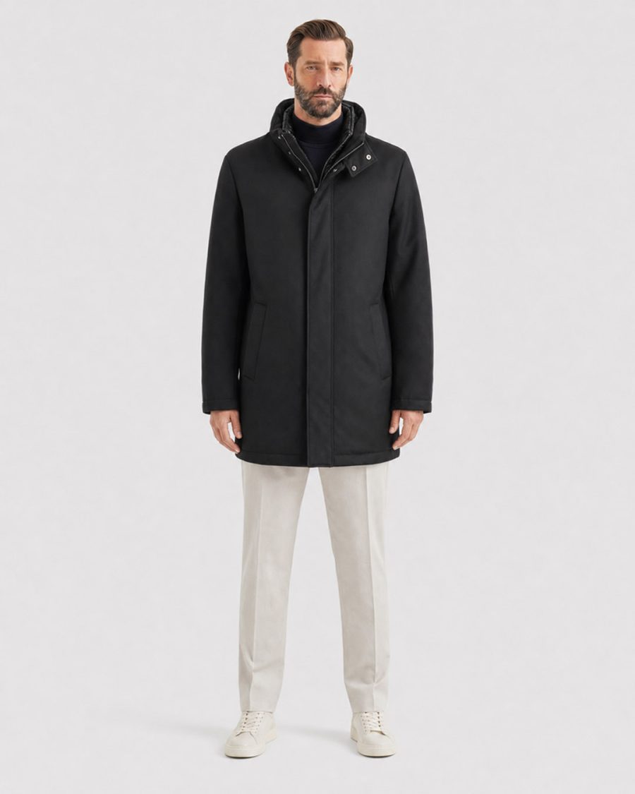 Giubbotto uomo Helmur Amburgo colore Nero – indossato, fronte