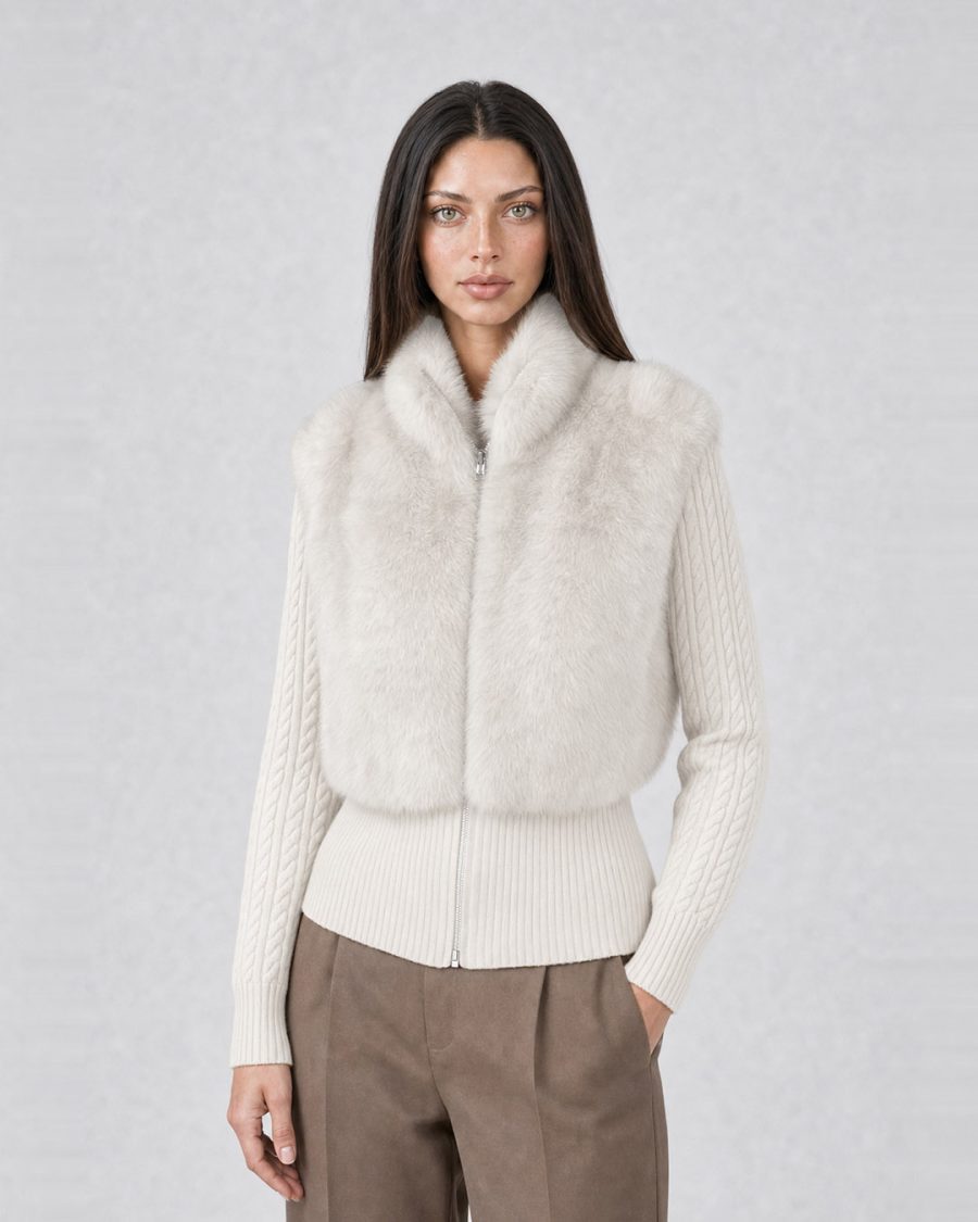 Pelliccia donna Helmur Aurora colore Artic – indossato, tre quarti