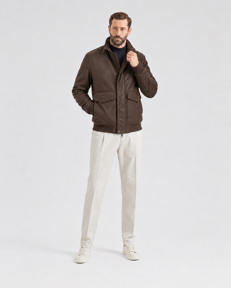 Helmur Austin men's jacket in Saddle Brown – editorial