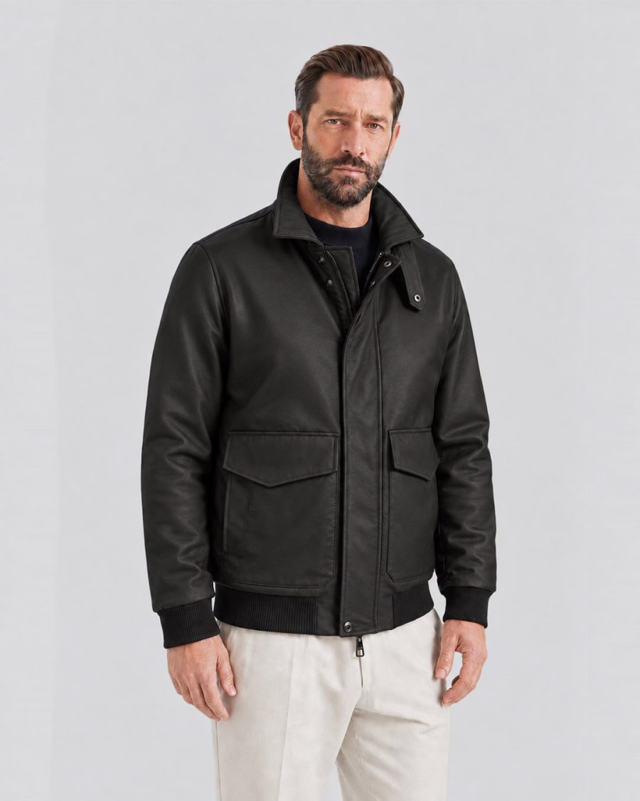 Giubbotto uomo Helmur Austin colore Nero – indossato, tre quarti