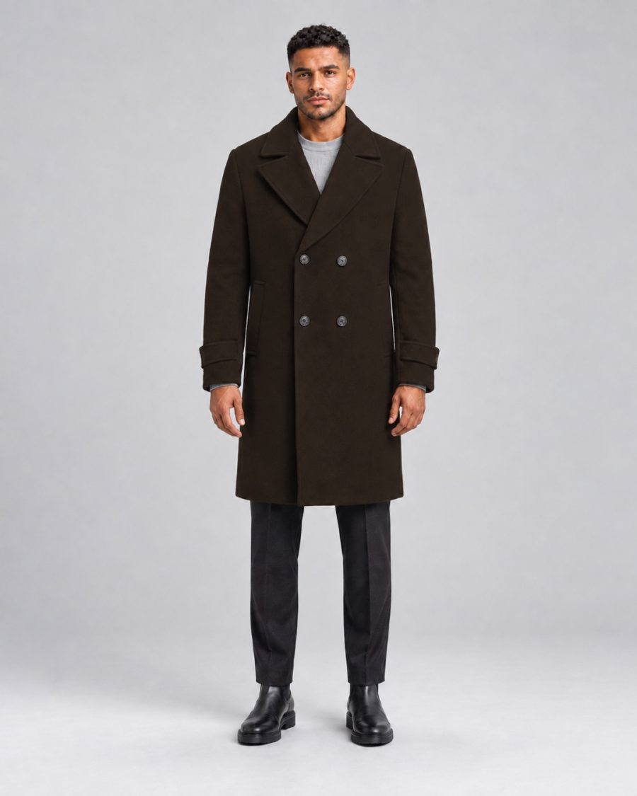 Cappotto uomo Helmur Baltimore colore Caffè – indossato, fronte