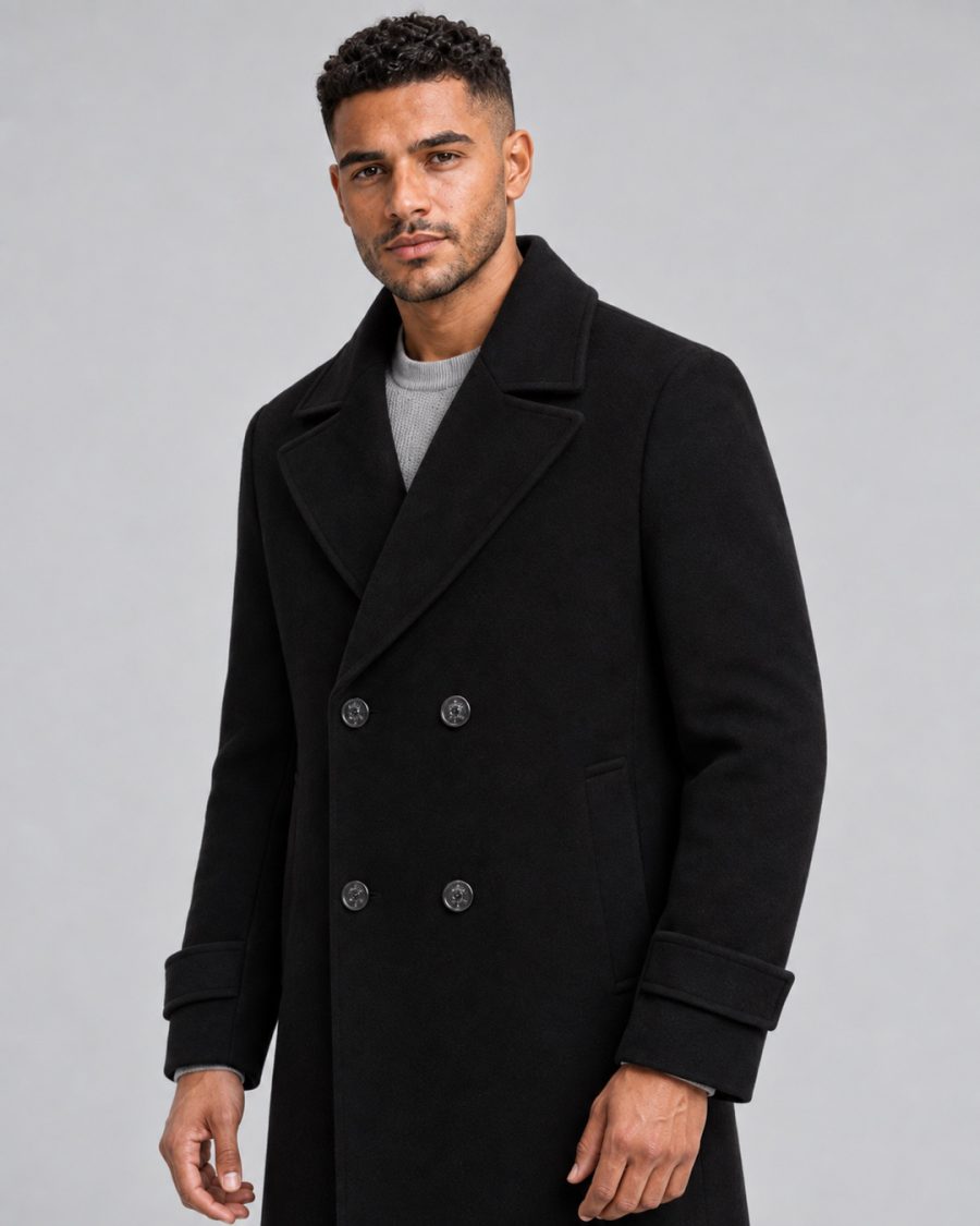 Cappotto uomo Helmur Baltimore colore Nero – indossato, tre quarti