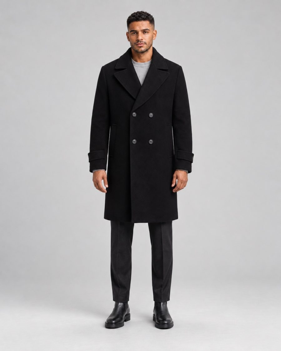Cappotto uomo Helmur Baltimore colore Nero – indossato, fronte