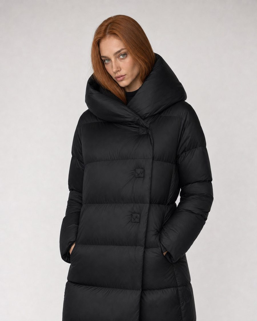 Giubbotto donna Helmur Berna colore Nero – indossato, tre quarti