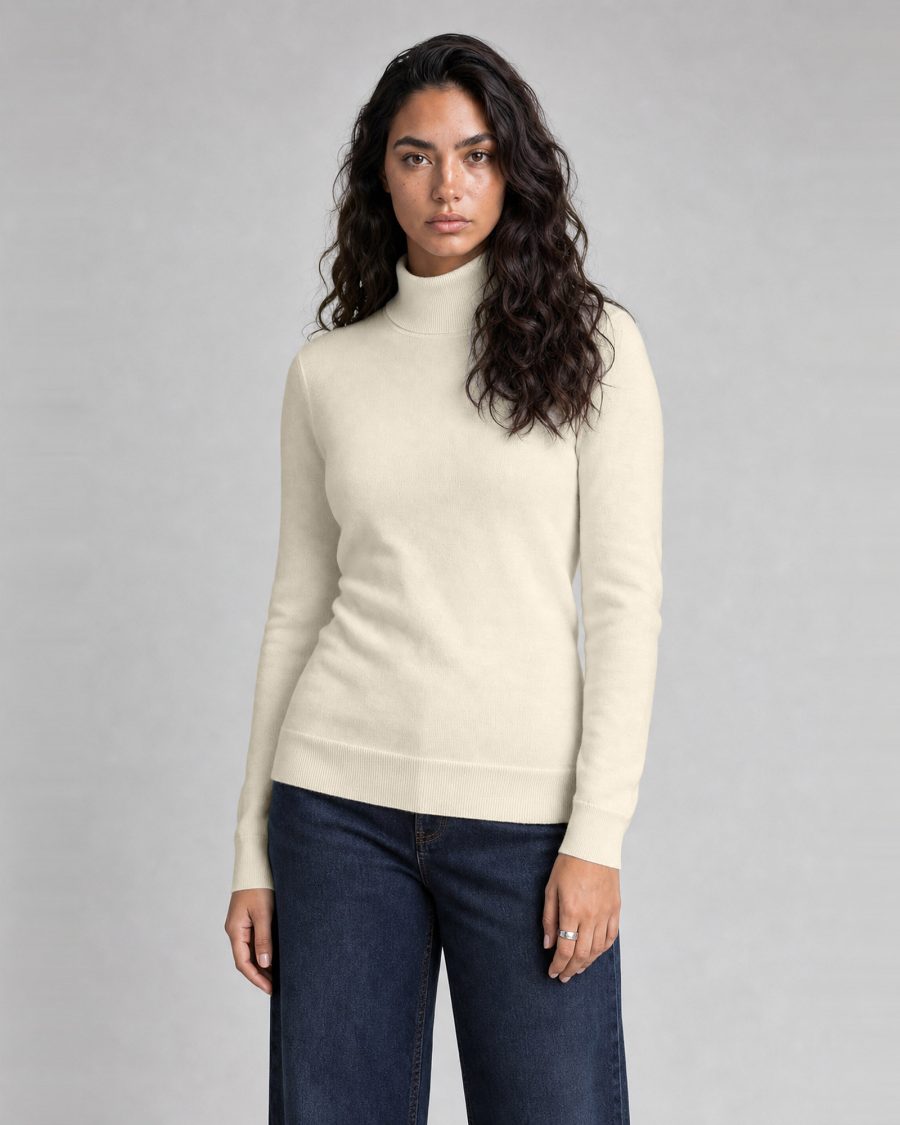 Maglia donna Helmur Braies colore Crema – indossato, tre quarti