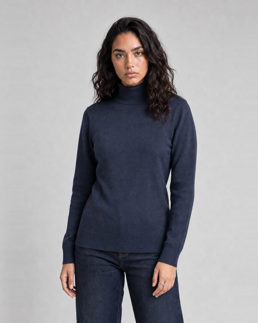 Maglia donna Helmur Braies colore Navy – indossato, tre quarti