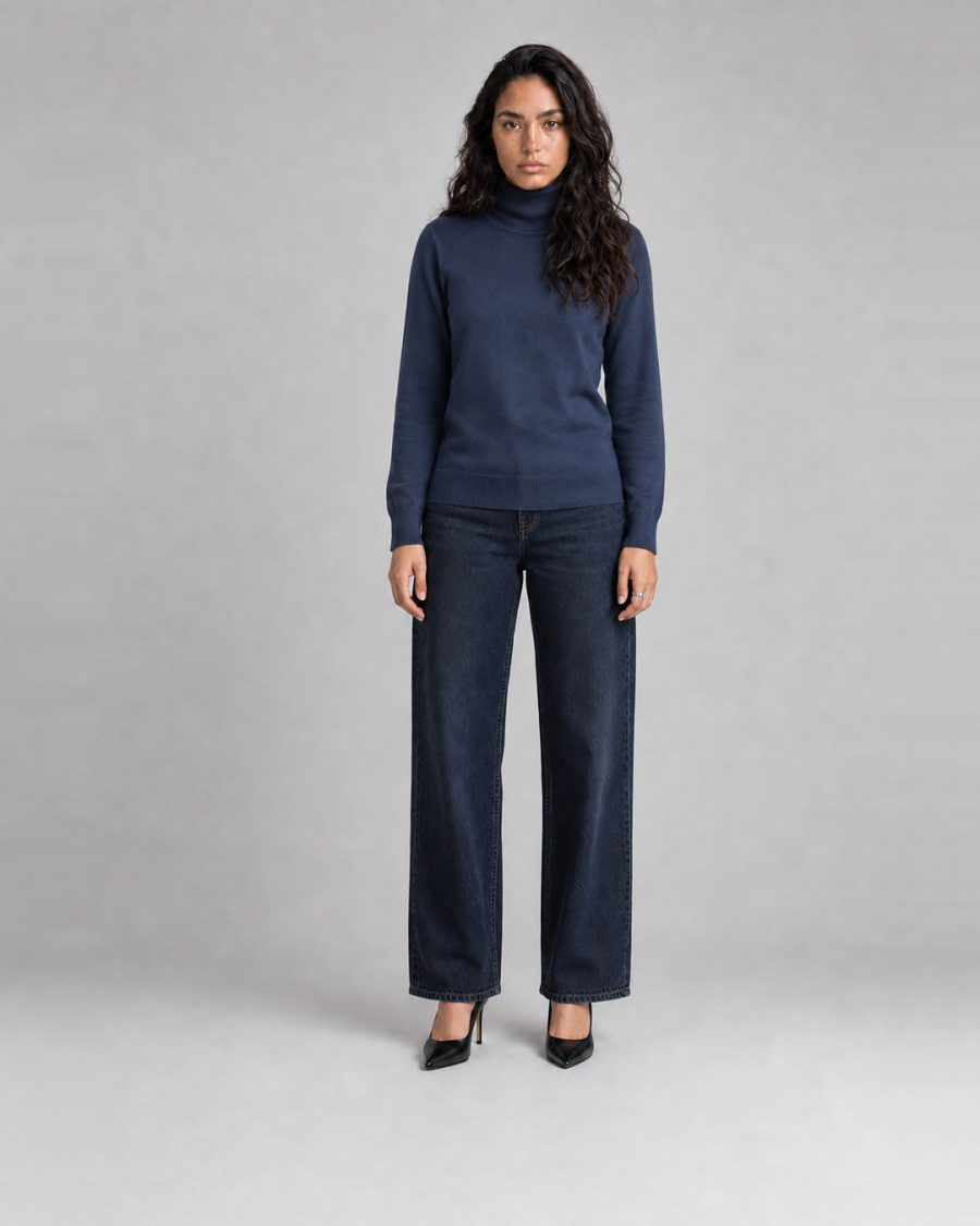 Maglia donna Helmur Braies colore Navy – indossato, fronte