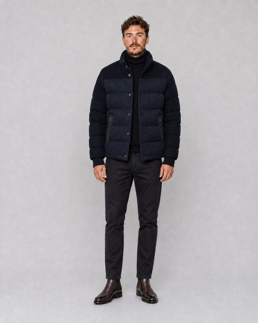 Giubbotto uomo Helmur Brunico colore Blu – indossato, fronte