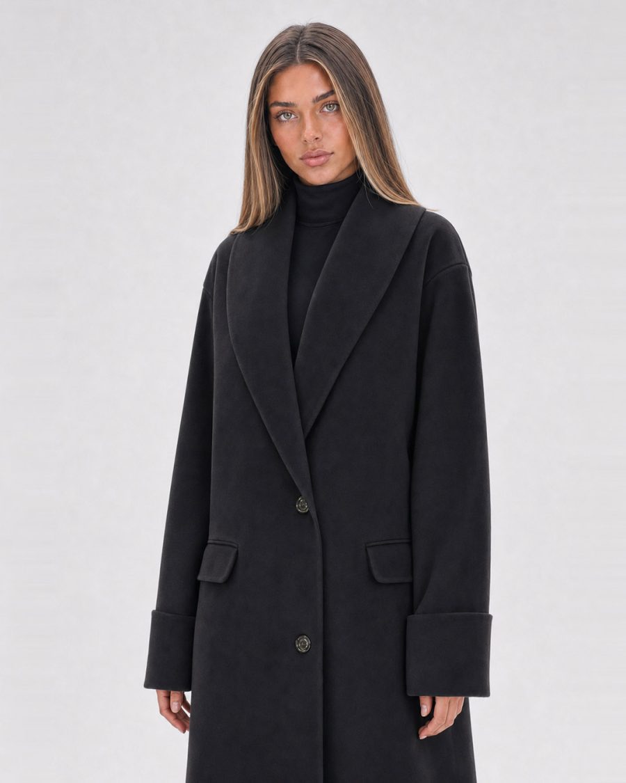 Cappotto donna Helmur Calgary colore Antracite – indossato, tre quarti