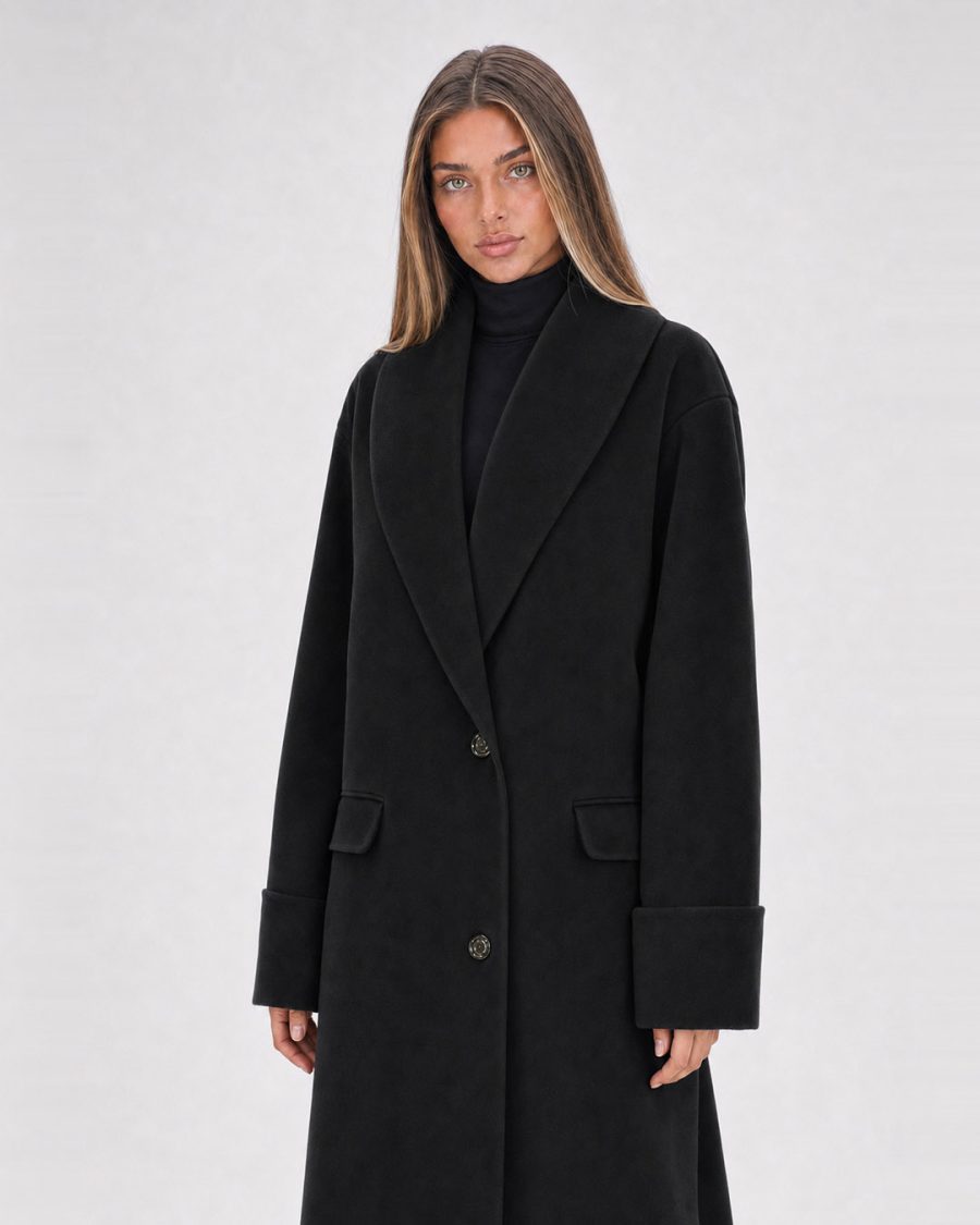 Cappotto donna Helmur Calgary colore Nero – indossato, tre quarti