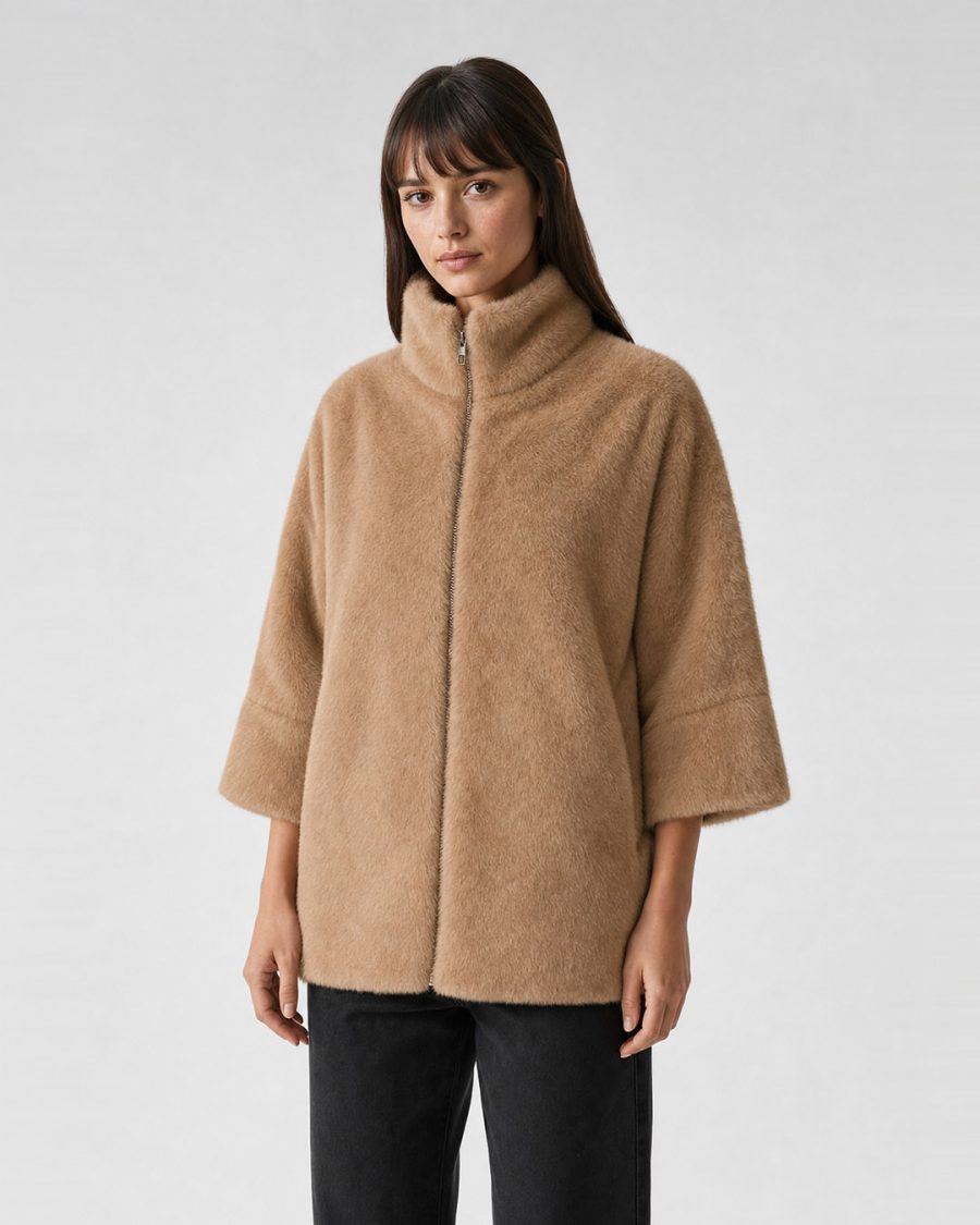 Pelliccia donna Helmur Chamonix colore Cannella – indossato, tre quarti