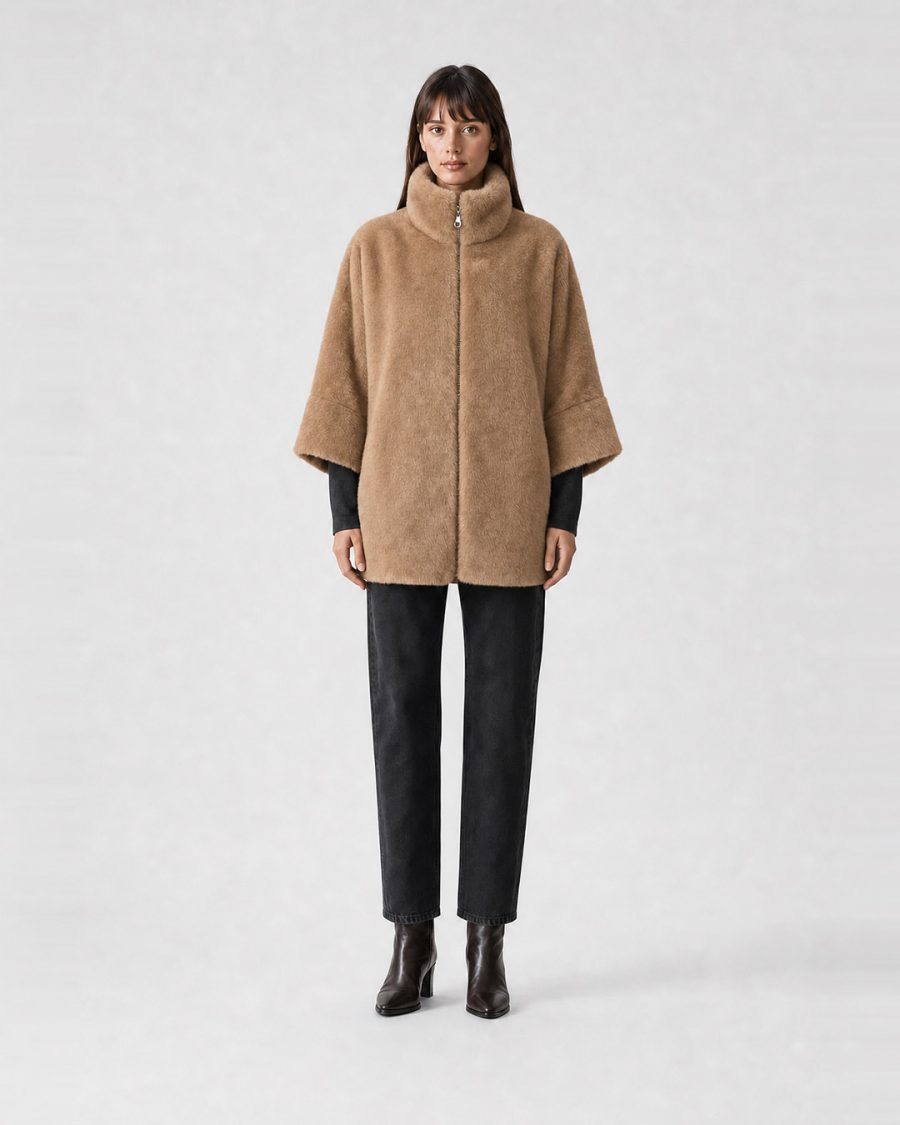 Pelliccia donna Helmur Chamonix colore Cannella – indossato, fronte