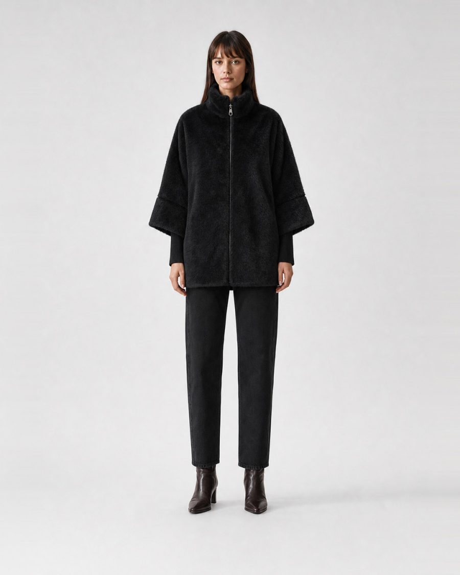Pelliccia donna Helmur Chamonix colore Nero – indossato, fronte