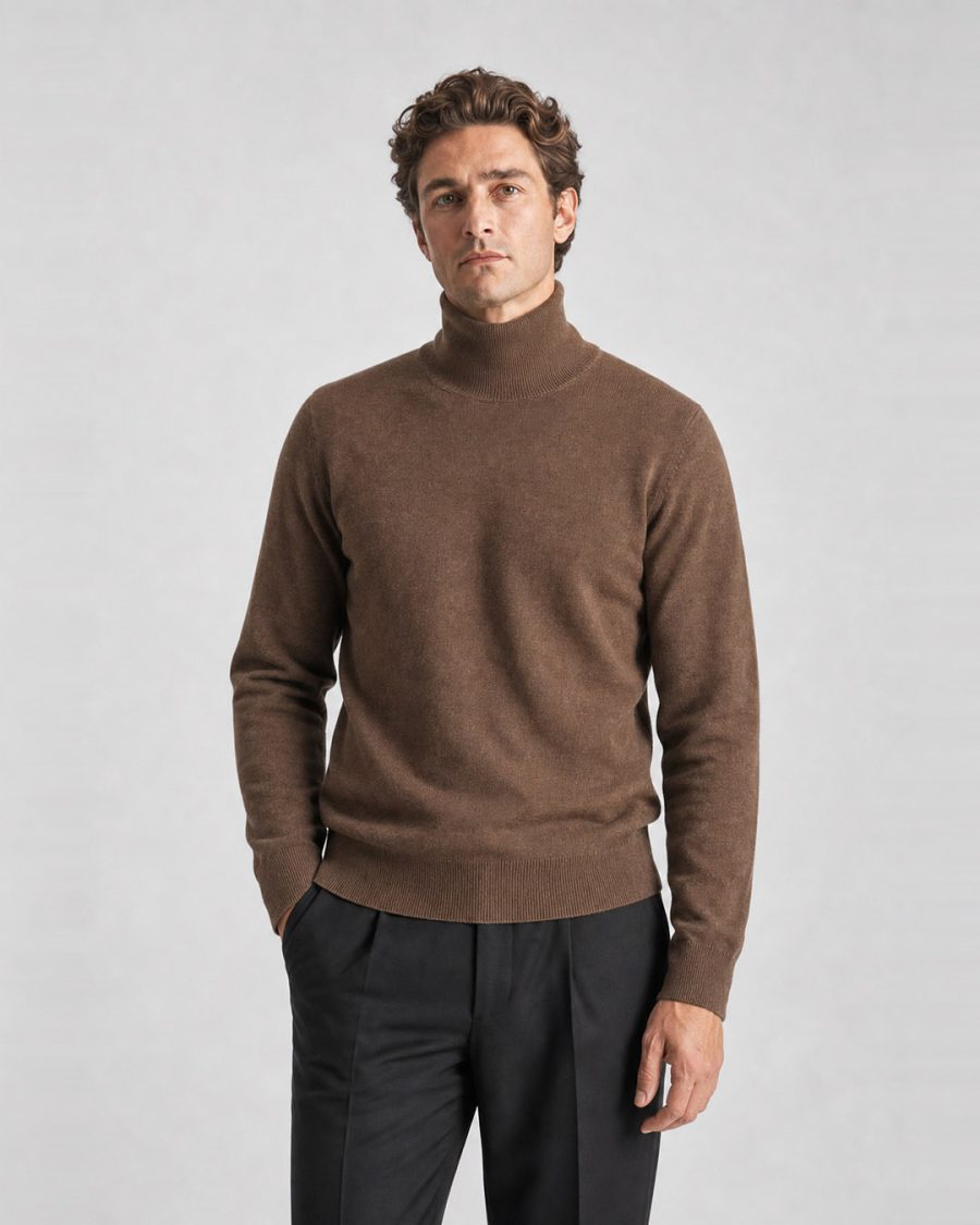 Maglia uomo Helmur Garda colore Marrone – indossato, tre quarti