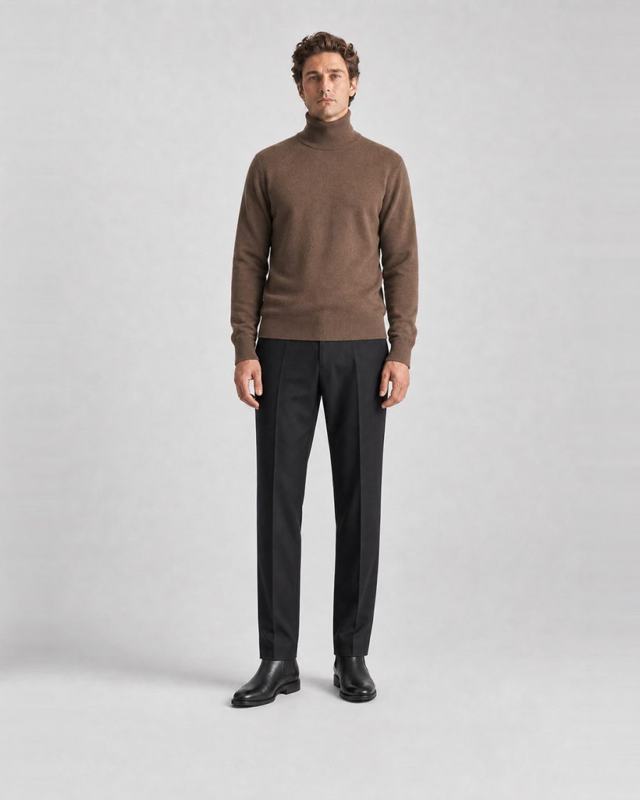 Maglia uomo Helmur Garda colore Marrone – indossato, fronte