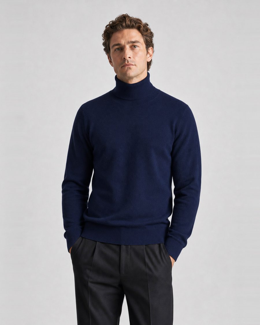 Maglia uomo Helmur Garda colore Navy – indossato, tre quarti