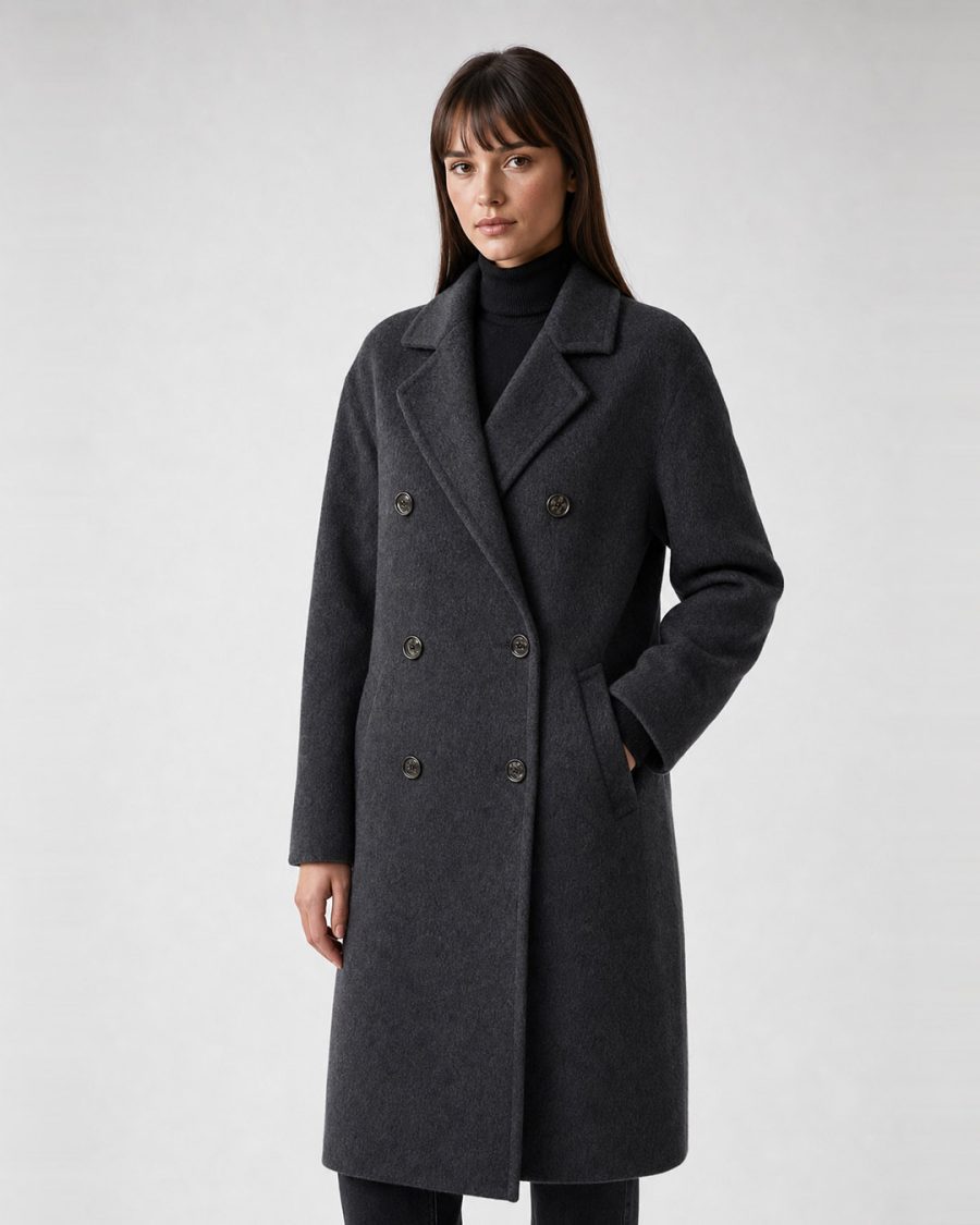 Cappotto donna Helmur Hamilton colore Antracite – indossato, tre quarti