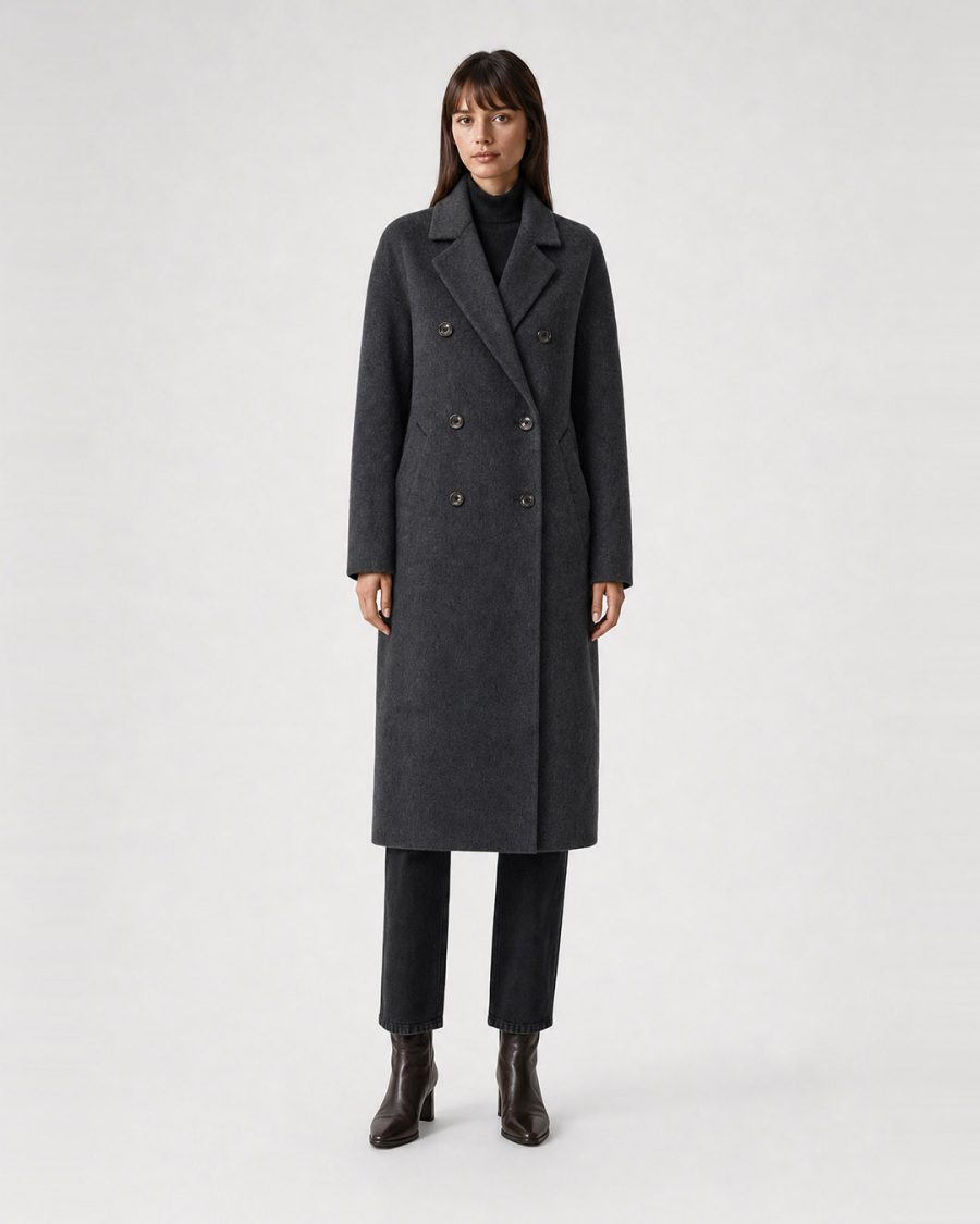 Cappotto donna Helmur Hamilton colore Antracite – indossato, fronte