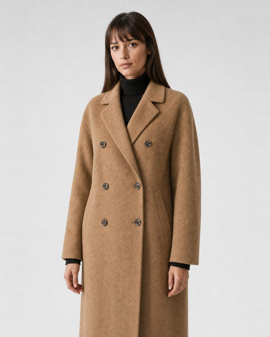 Cappotto donna Helmur Hamilton colore Cammello – indossato, tre quarti