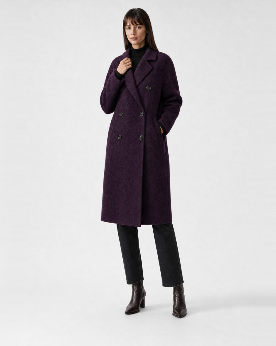 Cappotto donna Helmur Hamilton colore Melanzana – editoriale