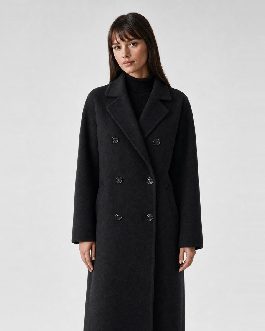 Cappotto donna Helmur Hamilton colore Nero – indossato, tre quarti