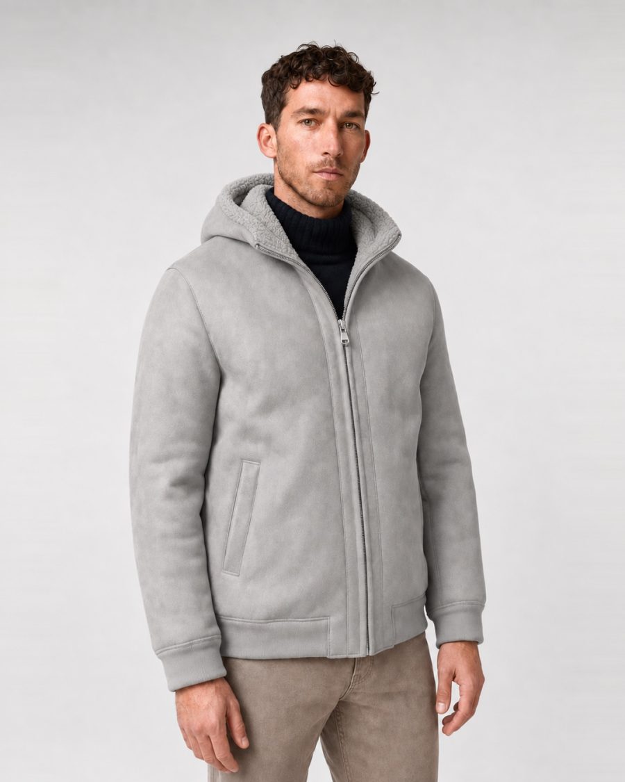 Capo uomo Helmur Houston colore Stone – indossato, tre quarti