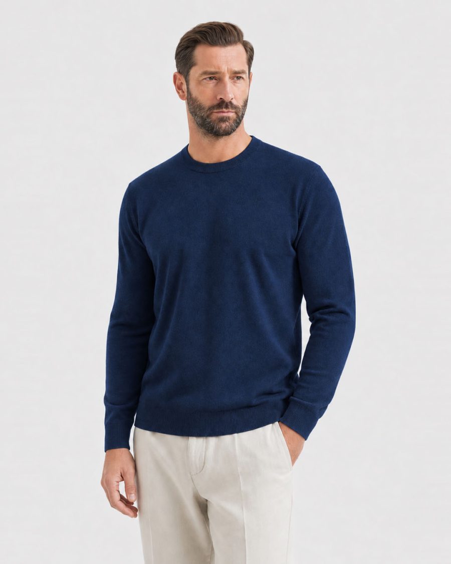 Maglia uomo Helmur Iseo colore Blu – indossato, tre quarti