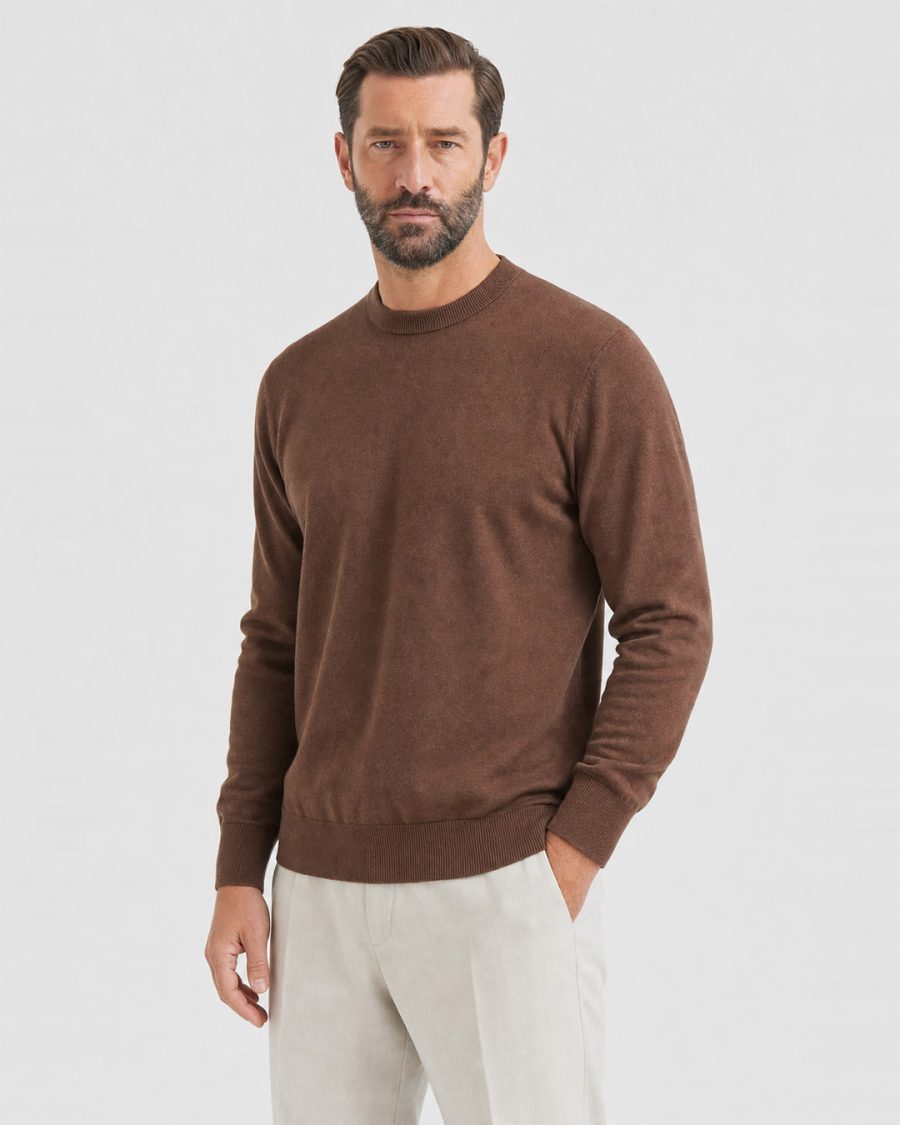 Maglia uomo Helmur Iseo colore Marrone – indossato, tre quarti