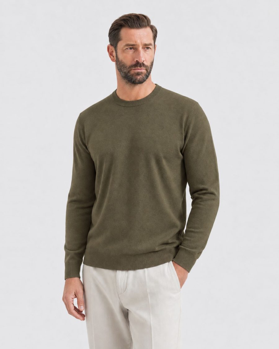 Maglia uomo Helmur Iseo colore Verde militare – indossato, tre quarti