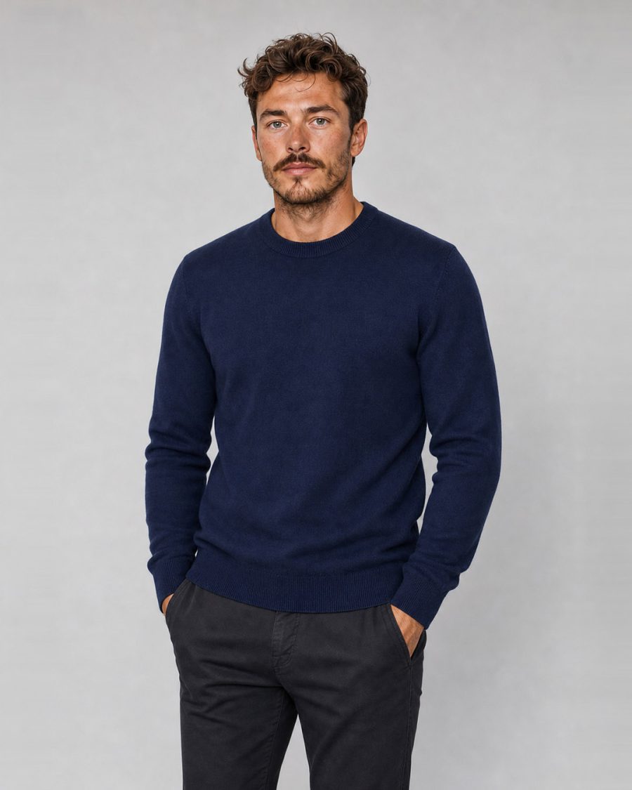Maglia uomo Helmur Misurina colore Navy – indossato, tre quarti