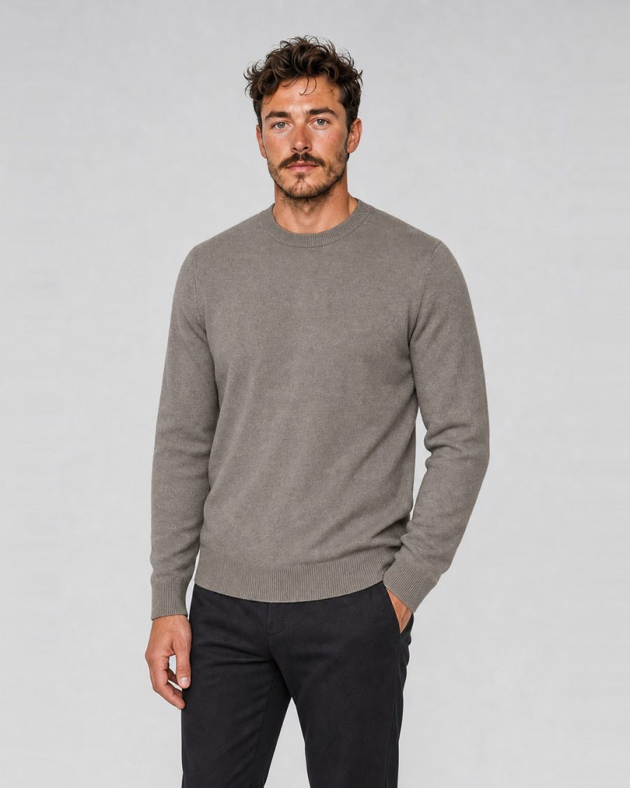 Maglia uomo Helmur Misurina colore Tortora – indossato, tre quarti