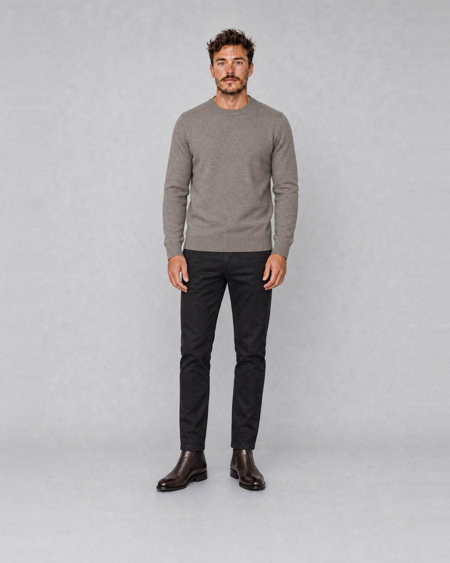 Maglia uomo Helmur Misurina colore Tortora – indossato, fronte