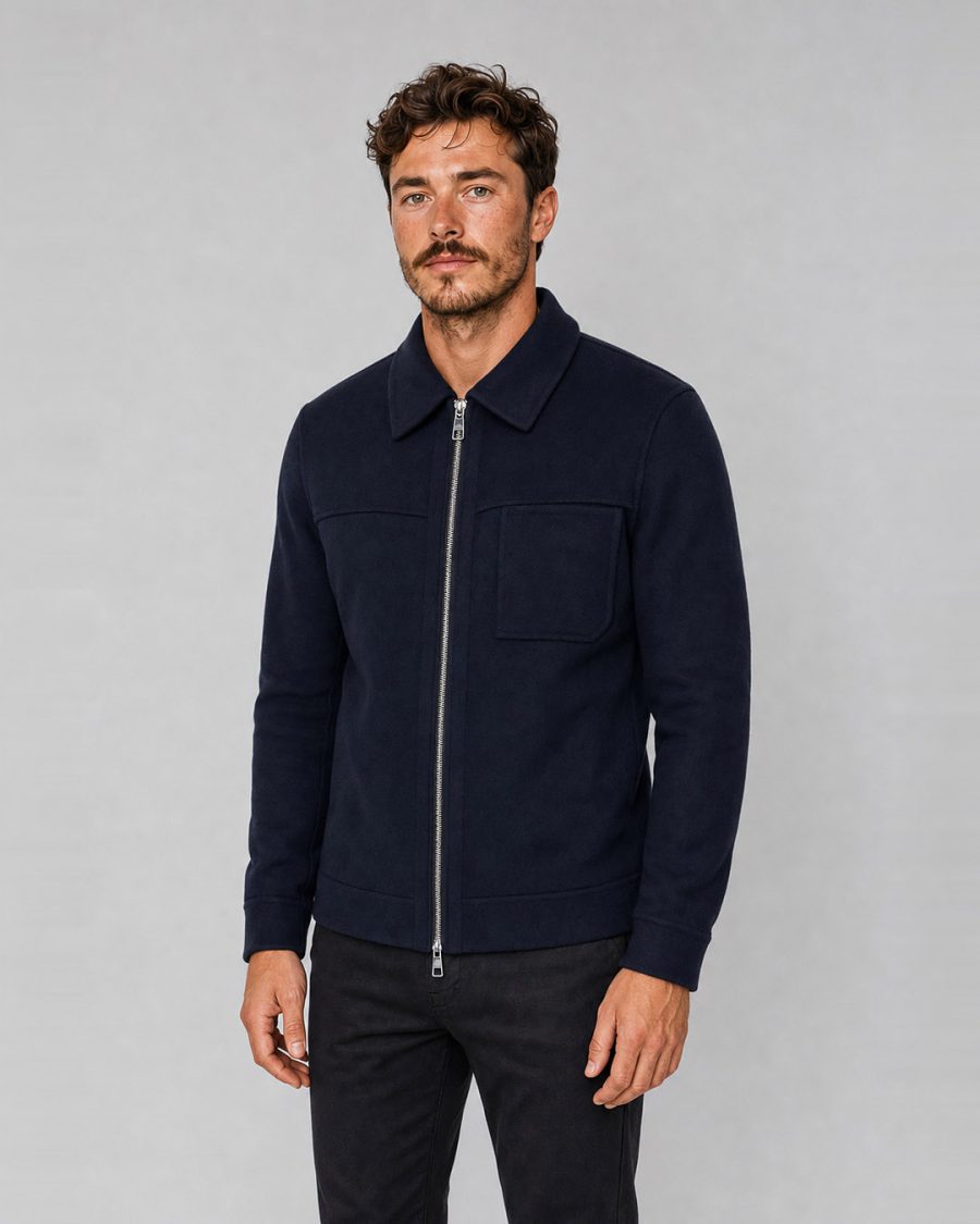 Cappotto uomo Helmur Livigno colore Blu – indossato, tre quarti