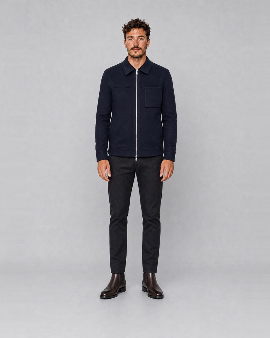 Cappotto uomo Helmur Livigno colore Blu – indossato, fronte