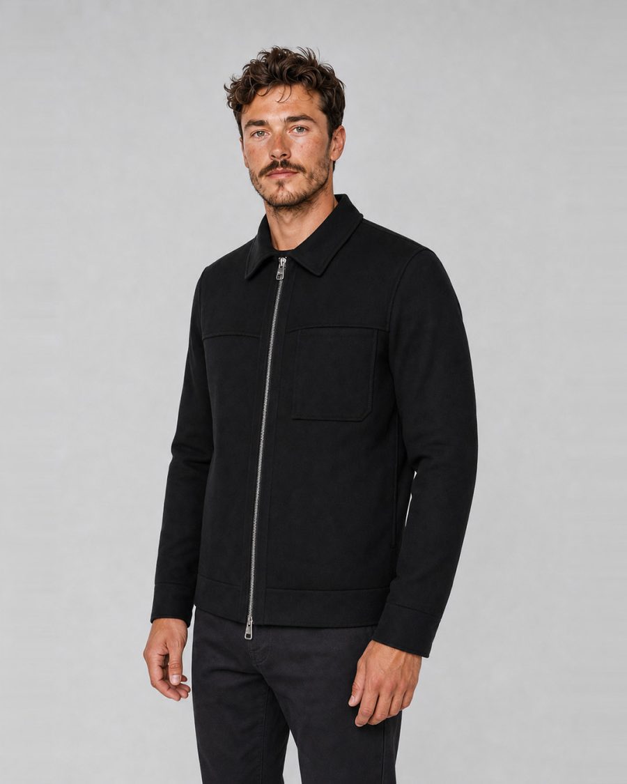 Cappotto uomo Helmur Livigno colore Nero – indossato, tre quarti