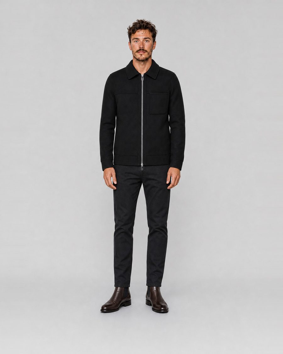 Cappotto uomo Helmur Livigno colore Nero – indossato, fronte