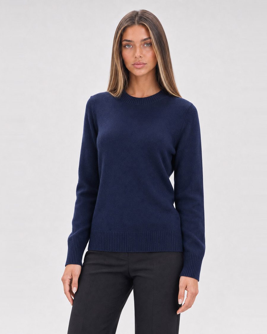 Maglia donna Helmur Lucerna colore Navy – indossato, tre quarti