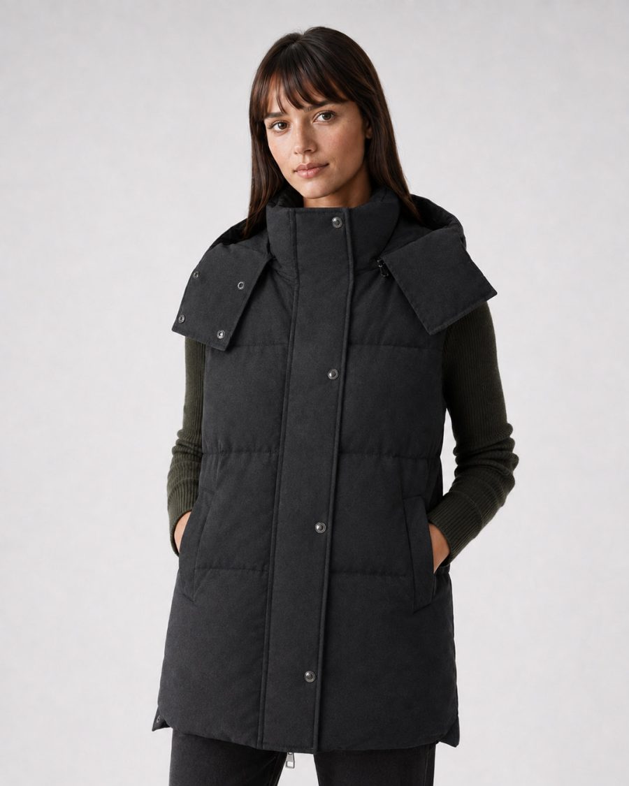 Giubbotto donna Helmur Melville colore Antracite – indossato, tre quarti