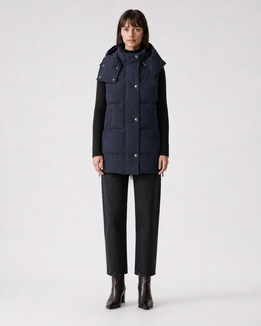 Giubbotto donna Helmur Melville colore Blu – indossato, fronte