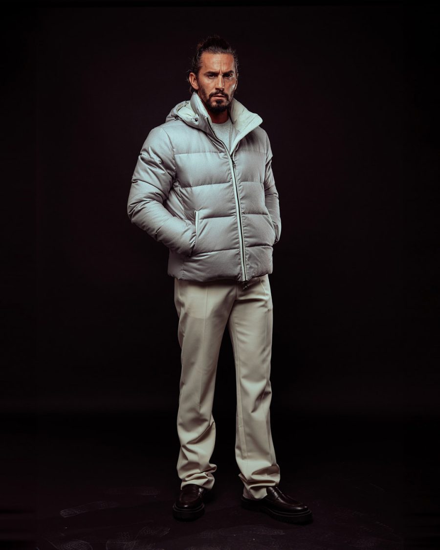 Giubbotto uomo Helmur Merano colore Perla – still life su fondo nero