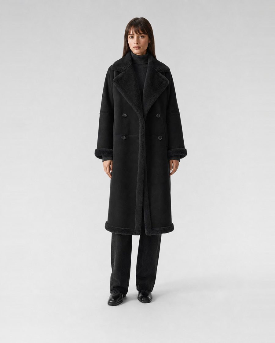 Pelliccia donna Helmur Montana colore Nero – indossato, fronte