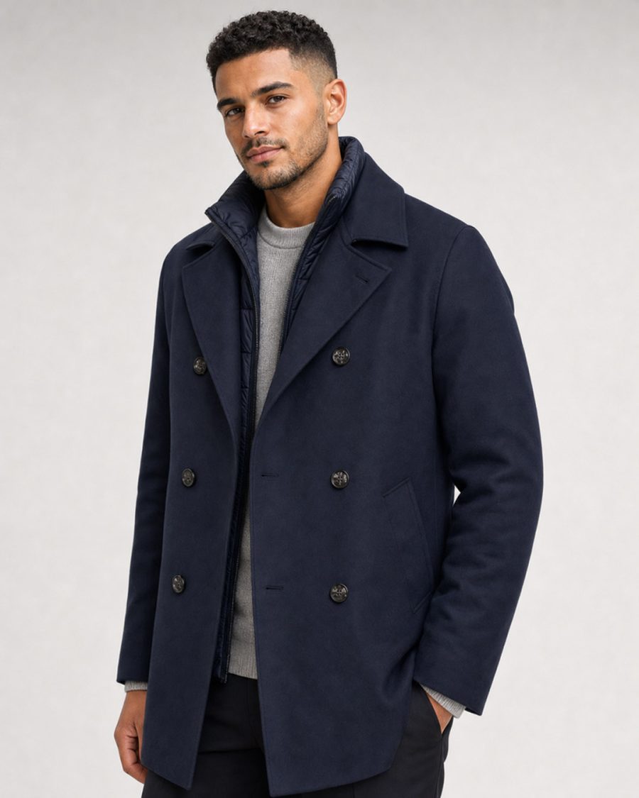 Giubbotto uomo Helmur New York colore Blu – indossato, tre quarti