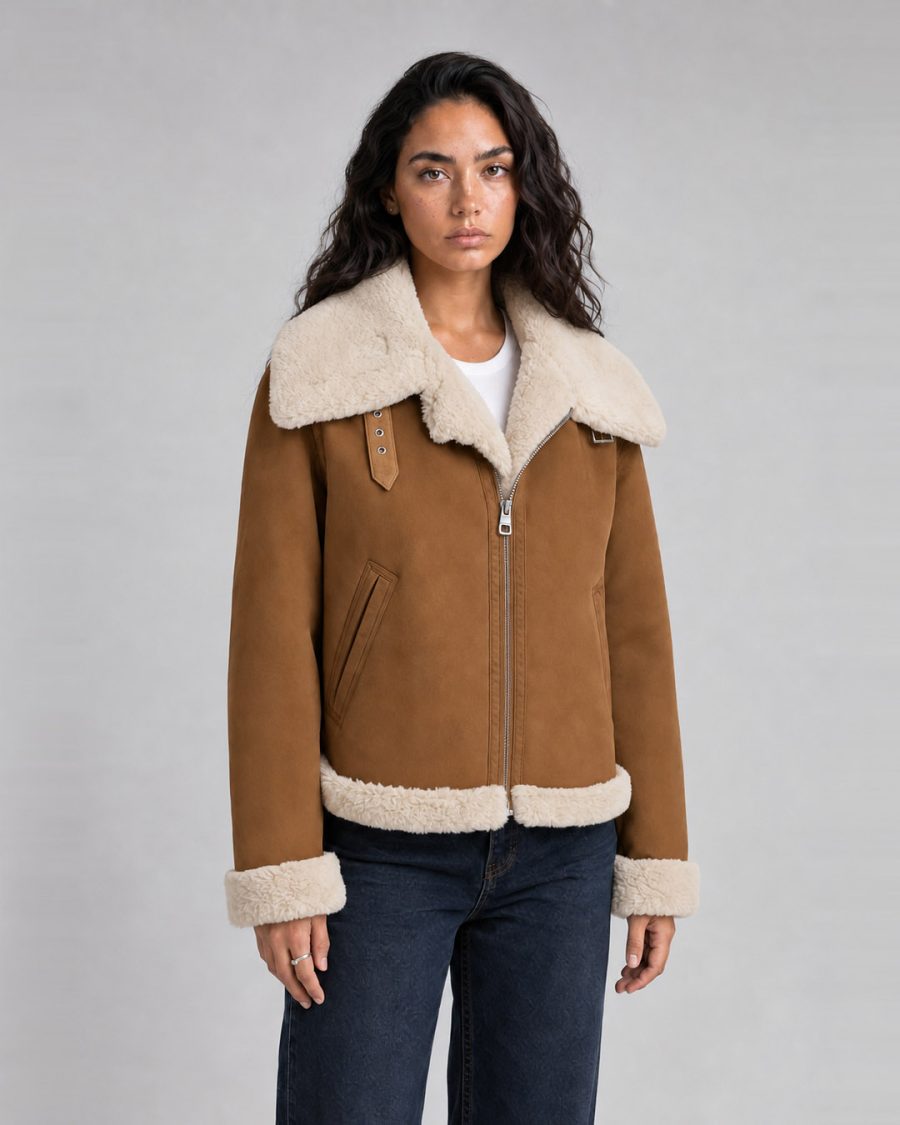 Pelliccia donna Helmur Nizza colore Panna – indossato, tre quarti