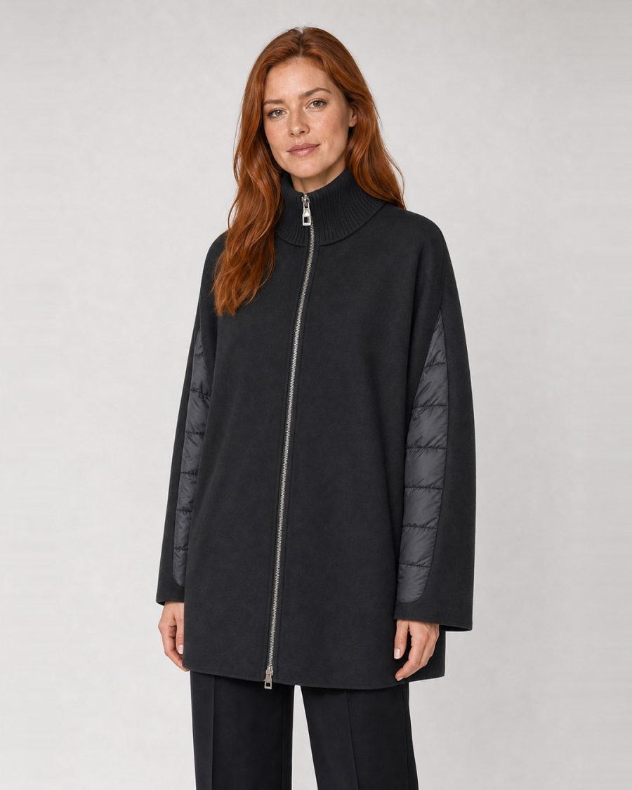 Cappotto donna Helmur Nottingham colore Antracite – indossato, tre quarti