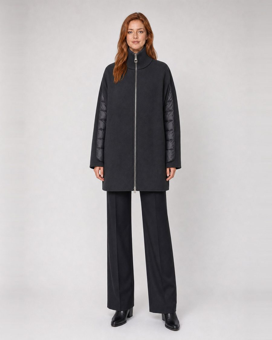Cappotto donna Helmur Nottingham colore Antracite – indossato, fronte